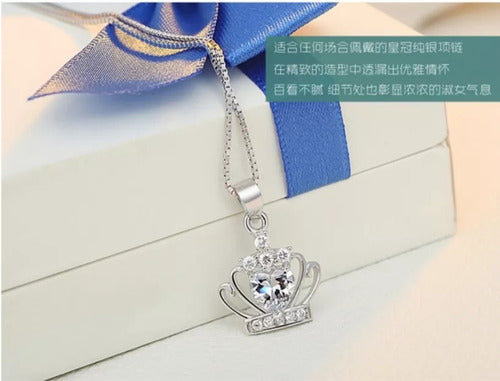 Collar De Corona Reina Circonio Plata 925 Elegante Regalo