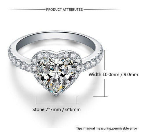 Anillo De Compromiso Corazón Corte Diamante Plata 925 Dtup®