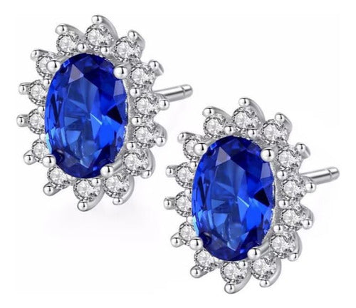 Finos Aretes Lady Di Zafiro 3.0 Ct Plata Esterlina 925 Dtup®