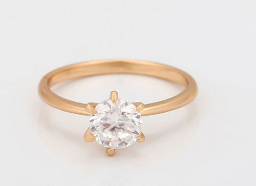 Anillo De Compromiso Solitario Chapado En Oro De 18k