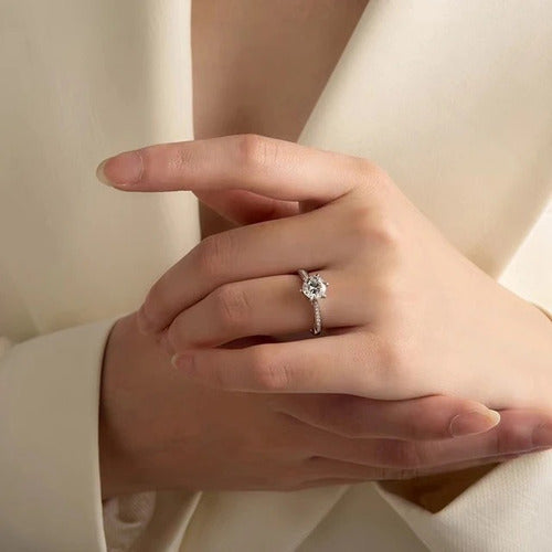 Anillo Solitario De Compromiso Plata Fina S925 Diamante Ct