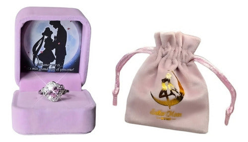 Anillo Sailor Moon Plata 925 Oro Blanco Mamoru Usagi Dtup®
