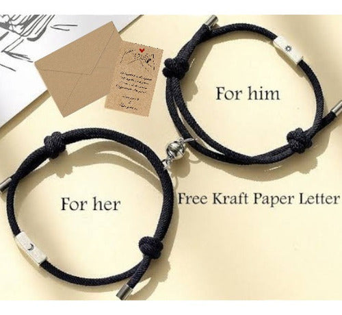 Pulsera Para Pareja Magnética Con Iman Luna Sol Regalo Amor