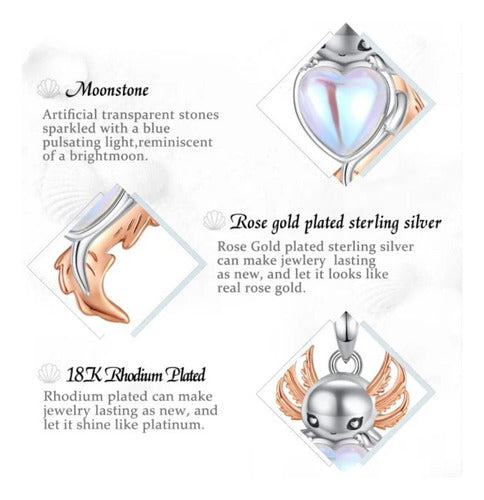 Collar Ajolote Piedra Lunar Plata .925 Oro Blanco 18k Dtup®