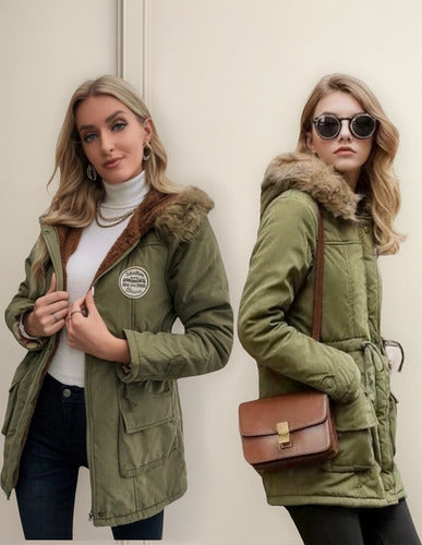 Abrigo Largo De Moda Afelpado Gorro Ligero Calidad Premium