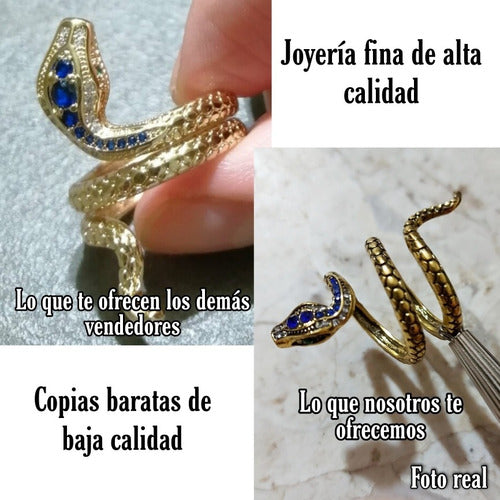 Anillo De Serpiente De Lujo  Con Circonias Elegante Gótico