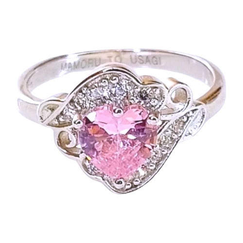 Anillo Compromiso Sailor Moon Oro Blanco Plata S925 Dtup ®