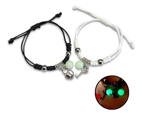 Set Pulseras Candado Corazón Y Llave Regalo Romántico Novios