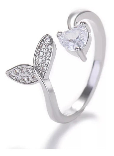 Anillo Plata Elegante Diamante Cola De Sirena Regalo De Lujo