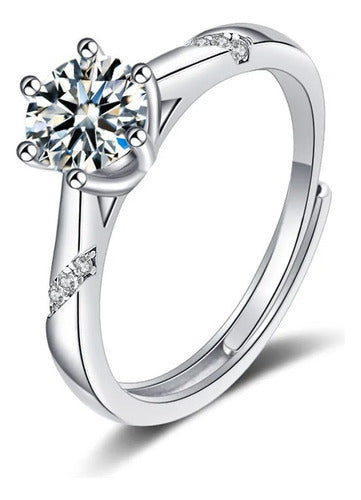 Anillo Fino Diamante Moissanita Plata 925 Y Oro Blanco Dtup®