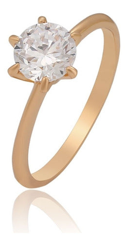 Anillo De Compromiso Solitario Chapado En Oro De 18k