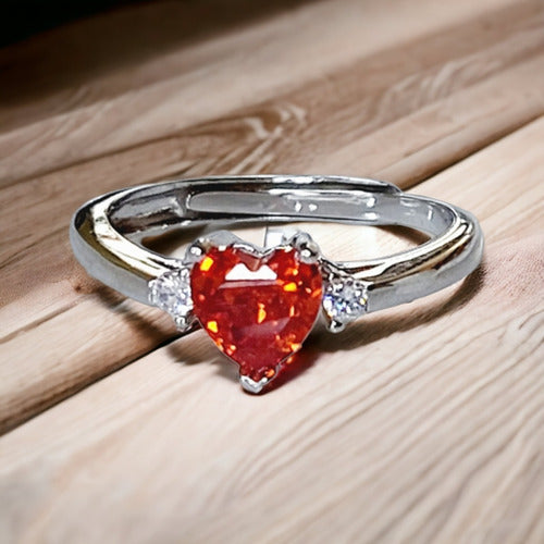 Anillo De Compromiso De Corazón Rojo Circoniasplata Dtup®