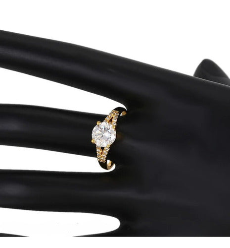 Anillo Compromiso Chapado En Oro De 18k Piedra Grande