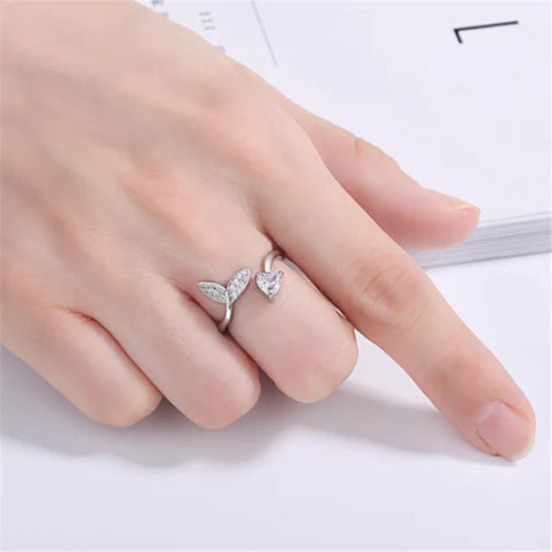 Anillo Plata Elegante Diamante Cola De Sirena Regalo De Lujo