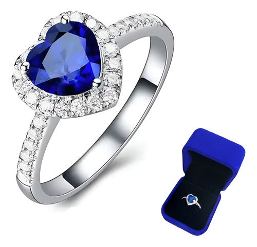 Anillo Corazón Del Mar Azul Titanic Plata 925 Original Dtup®