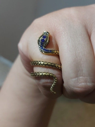 Anillo De Serpiente De Lujo  Con Circonias Elegante Gótico