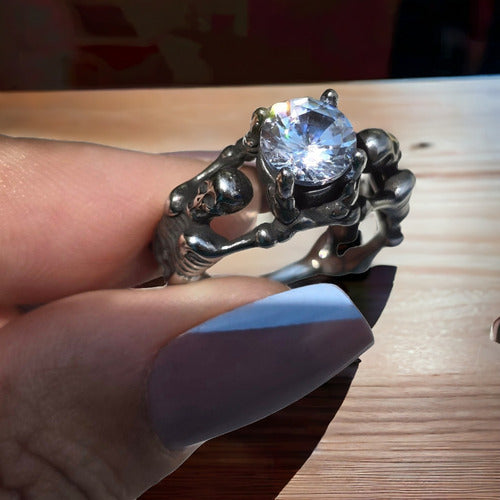 Anillo De Compromiso Estilo Gotico Esqueleto Y Huesos  Dtup®