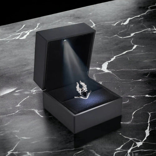 Anillo Compromiso Maléfica Oro Blanco Plata .925 Negro Dtup®