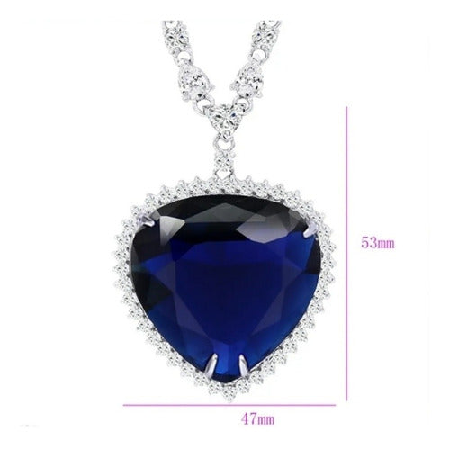 Collar Titanic Original Corazón Del Mar Chapado Oro Blanco R