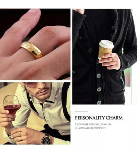 Anillo Solitario Dtup Señor De Los Anillos Acero Oro