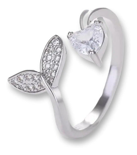Anillo Plata Elegante Diamante Cola De Sirena Regalo De Lujo