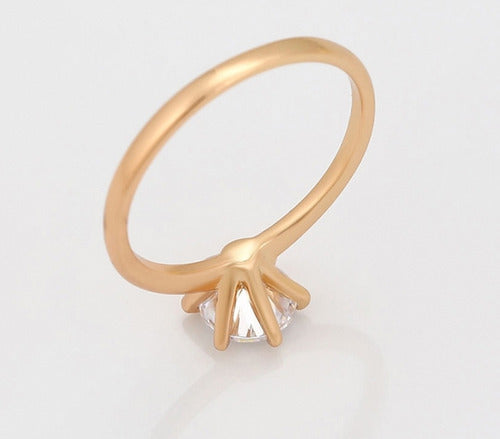 Anillo De Compromiso Solitario Chapado En Oro De 18k