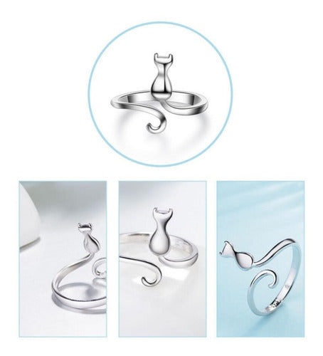 Anillo Kitten Elegante Plata Gato Regalo Minino Cat Kawaii