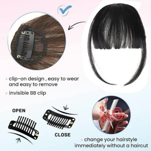 Flequillo Postizo 100% Cabello Humano C/clip Premium Quality