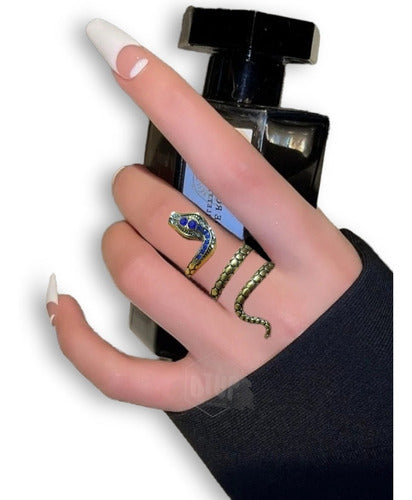 Anillo De Serpiente De Lujo  Con Circonias Elegante Gótico