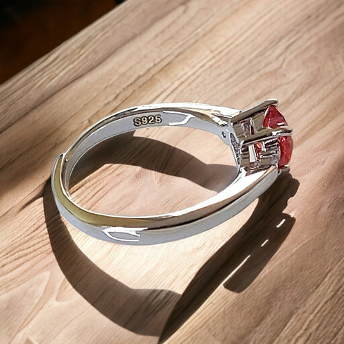 Anillo De Compromiso De Corazón Rojo Circoniasplata Dtup®