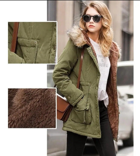 Abrigo Largo De Moda Afelpado Gorro Ligero Calidad Premium