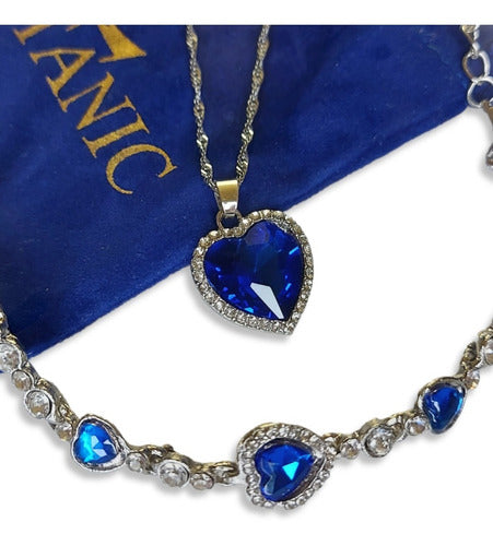 Set Collar Y Pulsera Corazón Del Mar Titanic Plata