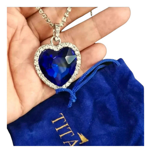 Collar Titanic Corazón + Estuche Azul + Bolsita Titanic