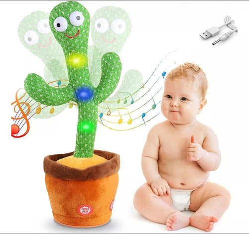 Juguete Didáctico Cactus Bailarin Recargable Luz Y Sonido