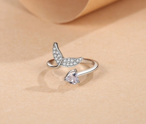 Anillo Plata Elegante Diamante Cola De Sirena Regalo De Lujo