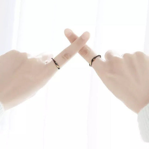 Set Anillos Pareja Calidad Oro Negro Bambú Elegante Regalo