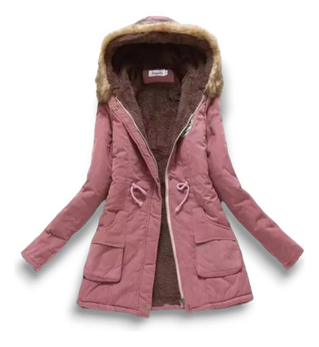 Abrigo Largo De Moda Afelpado Gorro Ligero Calidad Premium