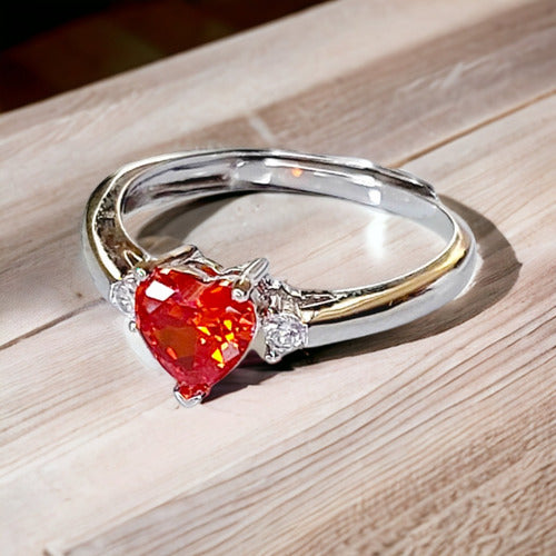 Anillo De Compromiso De Corazón Rojo Circoniasplata Dtup®