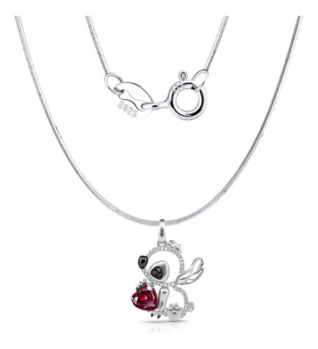 Collar Lilo & Stitch Corazón Circonio Ohana Plata 925 Dtup®