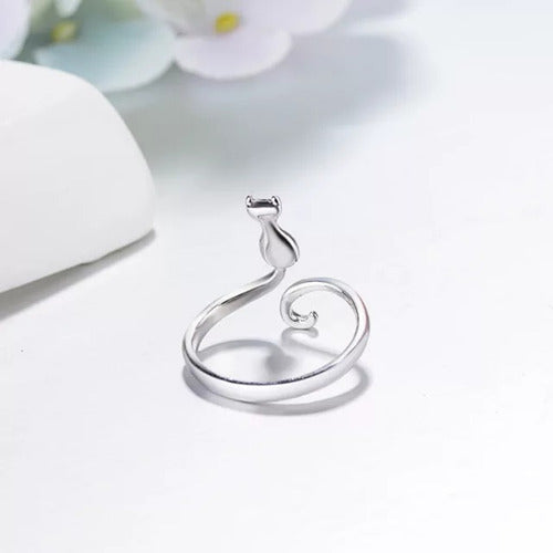 Anillo Kitten Elegante Plata Gato Regalo Minino Cat Kawaii