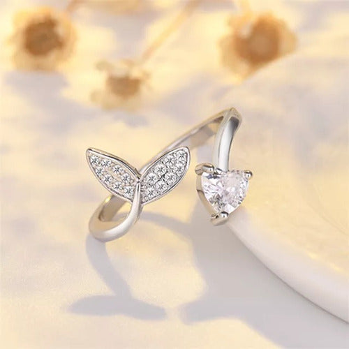 Anillo Plata Elegante Diamante Cola De Sirena Regalo De Lujo