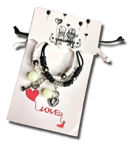 Set Pulseras Candado Corazón Y Llave Regalo Romántico Novios