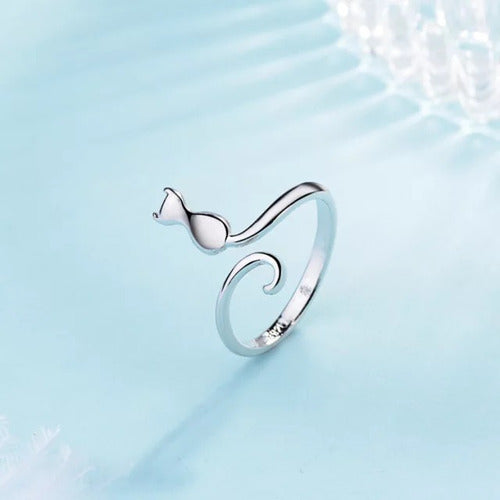 Anillo Kitten Elegante Plata Gato Regalo Minino Cat Kawaii