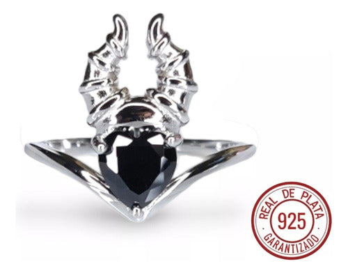 Anillo Compromiso Maléfica Oro Blanco Plata .925 Negro Dtup®