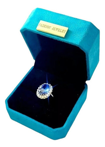 Anillo Princesa Lady Di Oro Blanco Piedra Grande Plata S925