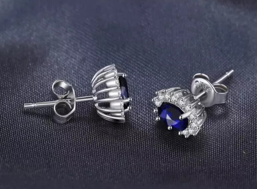 Finos Aretes Lady Di Zafiro 3.0 Ct Plata Esterlina 925 Dtup®