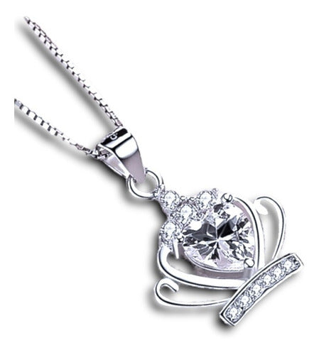 Collar De Corona Reina Circonio Plata 925 Elegante Regalo