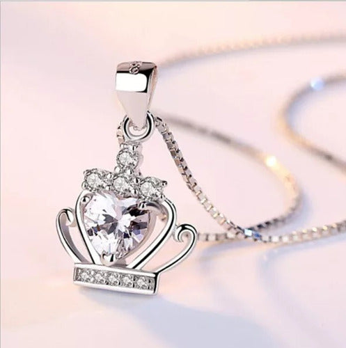 Collar De Corona Reina Circonio Plata 925 Elegante Regalo