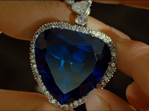 Collar Titanic Original Corazón Del Mar Chapado Oro Blanco R