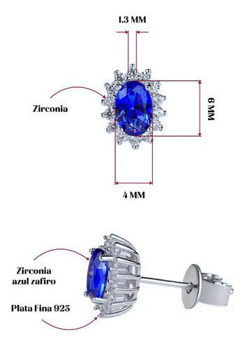 Finos Aretes Lady Di Zafiro 3.0 Ct Plata Esterlina 925 Dtup®